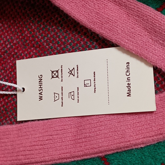 Womens Size M Top Knit Green & Pink Argyle Pattern Cardigan - Picture 9 of 11
